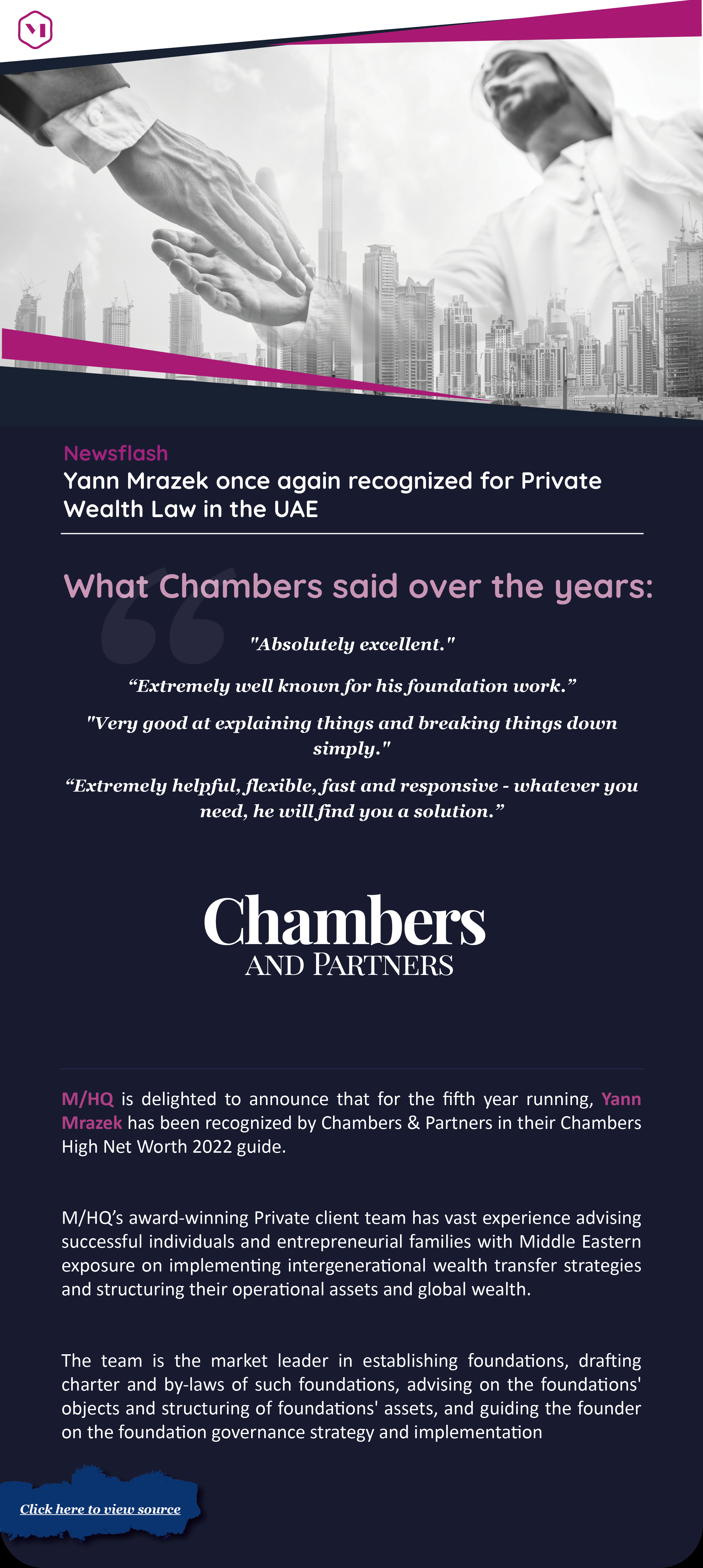 Newsflash: Yann Mrazek once again recognized for Private Wealth Law in the UAE